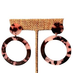 Pink and Brown Acrylic Tortoise Shell Hoop Earrings BUY 2 GET 1 FREE!!